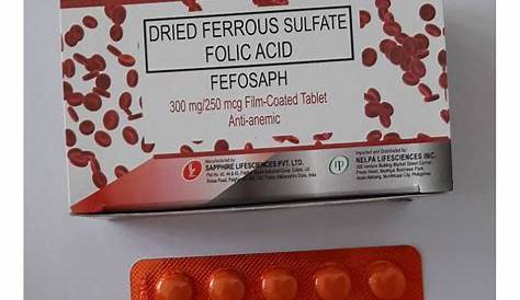 Ferrous Sulfate Folic Acid Brand Name Philippines FEFOSAPH + 100 TABLETS