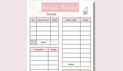 Template Fiches Budget Mensuel Imprimable Template PDF A4 - Etsy