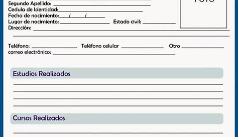 Formato De Curriculum Vitae Para Rellenar Word | Curriculum vitae