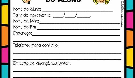 Ficha De Identificação Do Aluno Ensino Fundamental - Compartilhar Ensino