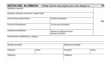 Ficha única de registro para alumnos