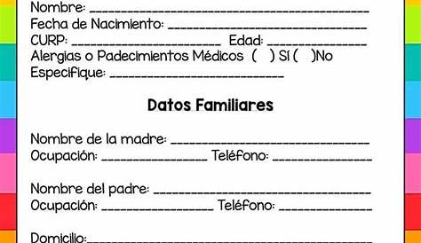 Fichas para recopilar información de los alumnos de Infantil