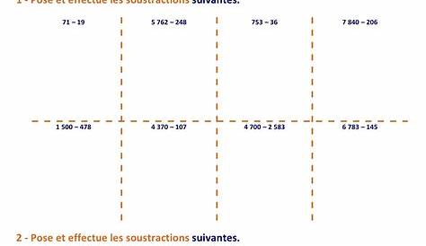 évaluation soustraction posée ce2