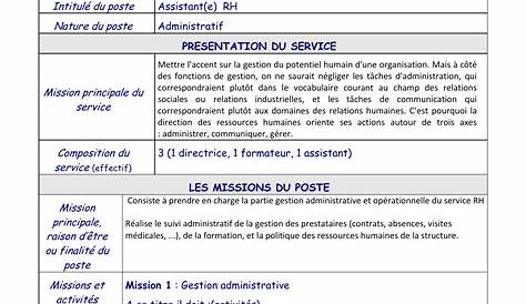Fiche De Poste Type RG30027 (00.3) Office Manager Par PERCHET