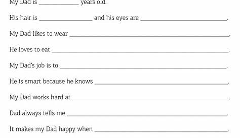 Free Printable My Daddy Fill In The Blank