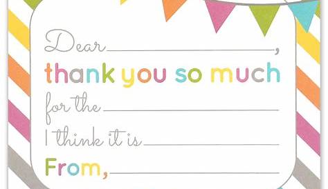 Kids Fill in the Blank Thank You Cards for Boys & Girls Etsy