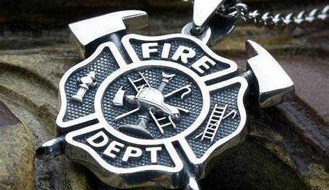 Firefighter Red Enamel Cross Pendant Fire Dept Necklace Personalized