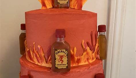 Fireball Whisky Theme Cake 40th Birthday, Birthday Ideas, Alcohol Cake