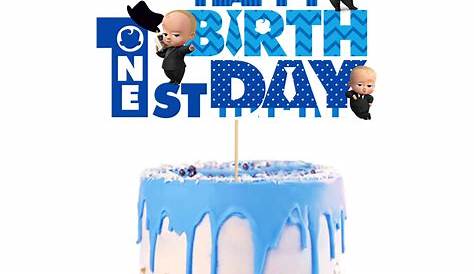 Boys 1st Birthday Cake Topper Baby Boy is One Blue and Gold - Etsy
