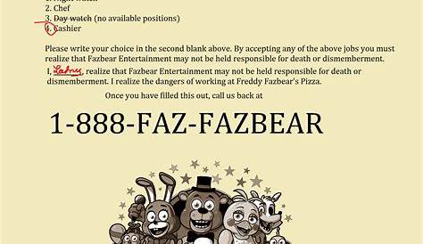 Five nights at Freddy's - Job application poster | Fnaf crafts, Five