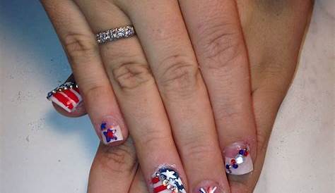 Flag Red White Blue Nail Design Gel And Linebodyarteasy