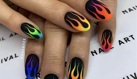 Flame Nail Art Nisis De Fire Nageldesign Mit Flammen Und