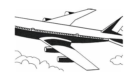 Clipart of a Black and White Flying Airplane - Royalty Free Vector