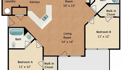 2 Bedroom 1 Bathroom Floor Plan - 2 Bedroom 1 Bath Renovated 2 Bed