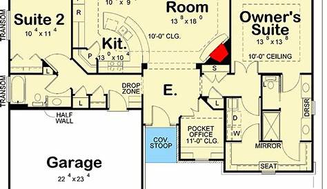 3-Bedroom Ranch Floor Plans | Floor Plans AFLFPW75216 - 1 Story Ranch