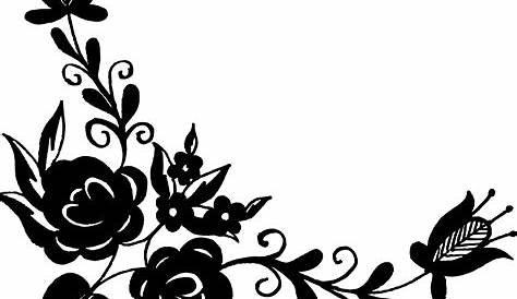 Free Clipart Of A Black And White Floral Vine Design Element | Black