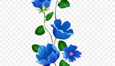 Hand Painted Material PNG Picture, Hand Painted Blue Flower Decoration