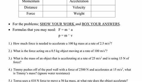 calculating momentum worksheet 5th grade