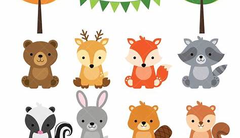 Items similar to Forest Animals Clip Art Digital Design Package for