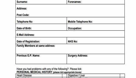 Form Medical Check Up