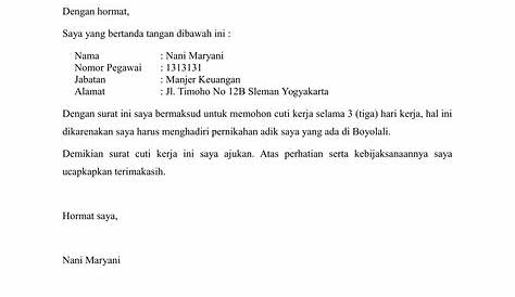 Contoh Surat Mohon Cuti - kueh apem