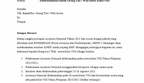 Contoh Surat Pemberitahuan Kepada Orang Tua Siswa Berbagi Contoh Surat