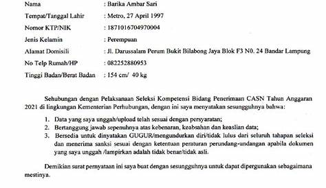 (Contoh) Surat Pernyataan Keabsahan Dan Kebenaran Dokumen | PDF