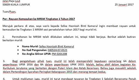 Surat Kiriman Rasmi Tidak Bersalah