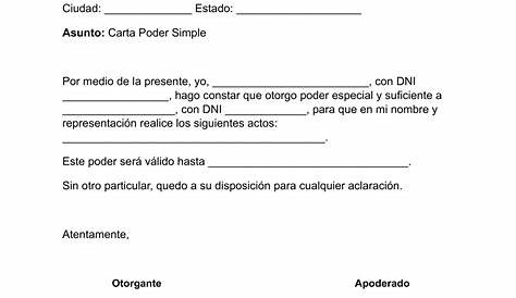 Descargar Carta Poder Simple Word Modelo De Carta Poder Simple Para