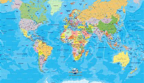 Weltkarte | Landkarte aller Staaten der Welt - politische Karte