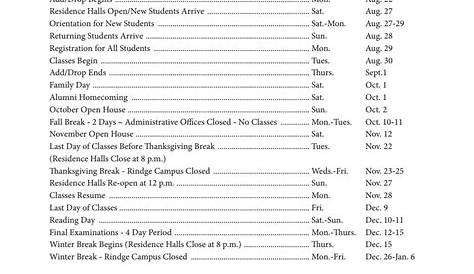 Franklin Pierce University Academic Calendar