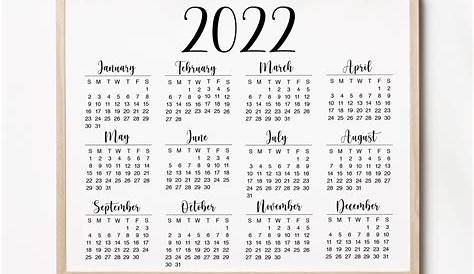 2022 Yearly Calendars - 25 FREE Printables | Printabulls