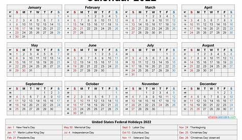 Free Printable 2022 Calendar With Holidays As Word, PDF