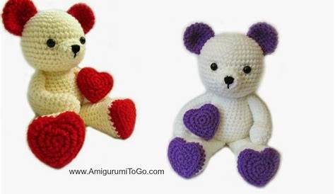 Free Crochet Pattern Valentine Bear Plush Plush Stuffed Heart Diy Tutorial Amigurumi