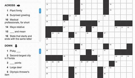 Printable Universal Crossword Puzzle Today : AMU launches USA TODAY