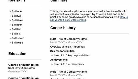 Cv Template Australia Pdf - PDF Template