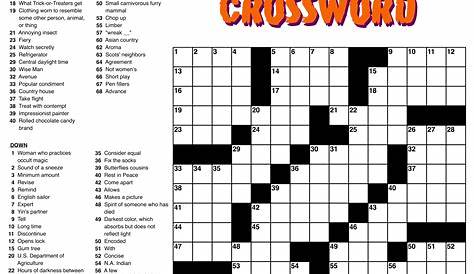 Free Printable Daily Crossword Puzzles October 2016 | Printable