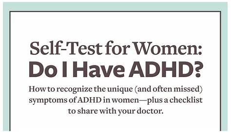Free Female Adhd Quiz ADHD In Women A Checklist Of Symptoms +