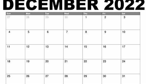 December 2022 Calendar Printable Free - Hipi.info