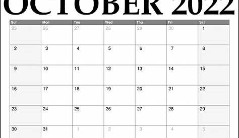October 2022 Calendar with Holidays | CalendarLabs