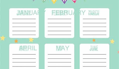 Free Printable Birthday Calendar Pdf