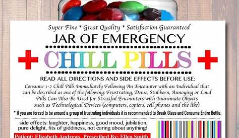 Free Printable Chill Pill Jar Label Printable