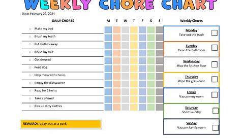 Free Printable Chore Charts Pdf