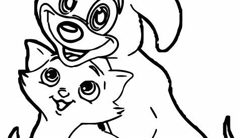 Dog And Cat Coloring Pages Printable - Printable Templates