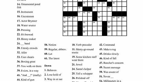 Printable free crosswords puzzles - southulsd