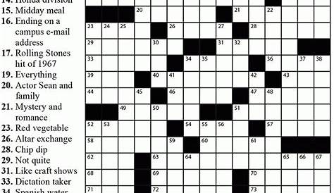 Printable Crossword With Answers - Printable Crossword Puzzles, Bingo