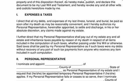 Free Printable Last Will And Testament Blank Forms Florida Elly Brandt