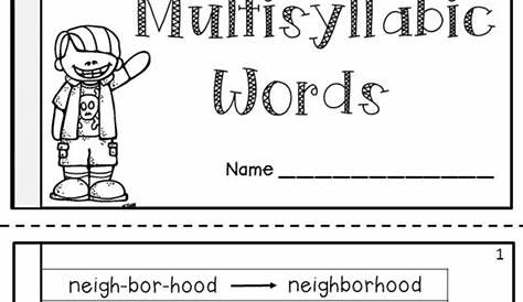 Free Printable Multisyllabic Words Worksheets