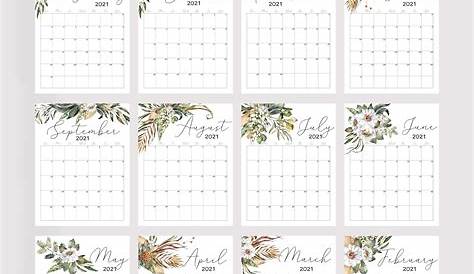 Pretty 2021 Free Printable Calendars