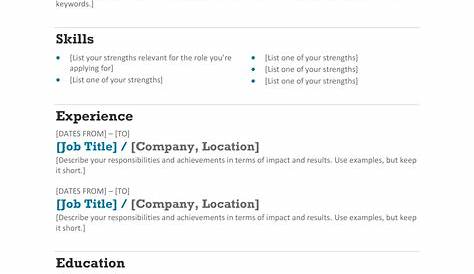 Free Simple Resume Template For Word Blank Microsoft
